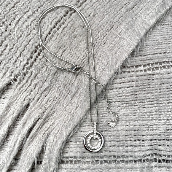 Swarovski Crystal Double Circle Pendant Necklace - Picture 1 of 3
